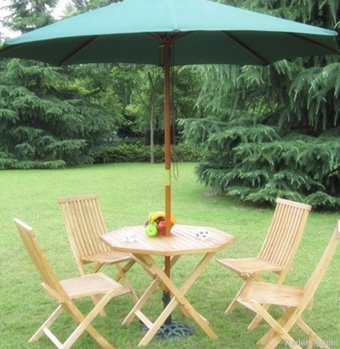 wooden outdoor table set