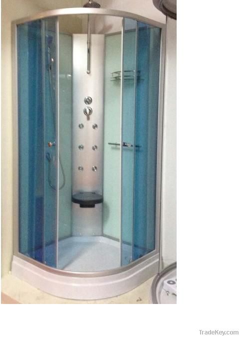 blue no roof sector shower cubicle