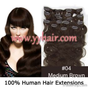 20 inch 8pcs set wave 100g Clip in hair Human Hair Extensions #04