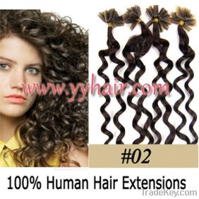 100S 20 inch remy curly nail tip hair 0.5g/s Human Hair Extensions #02