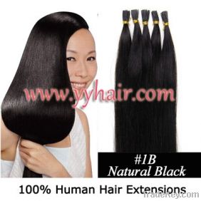 100S 18 inch remy stick tip hair 0.5/s Human Hair Extensions #1B