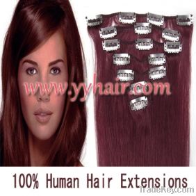 15 inch 7pcs set 70g Clip-in hair remy Human Hair Extensions #bug