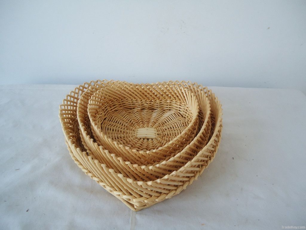 3 pcs heart wicker willow tray