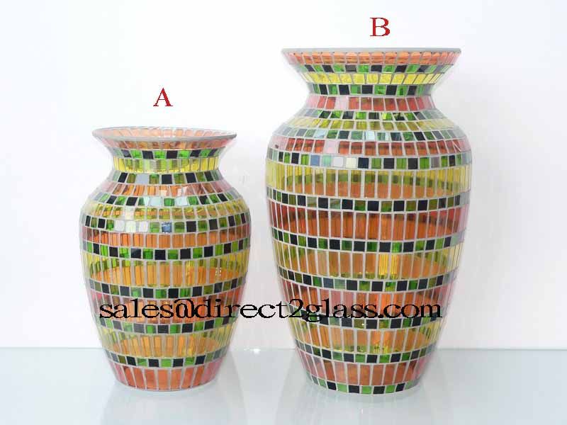 Mosaic Glass Vase for Home Decoration or Gift Set
