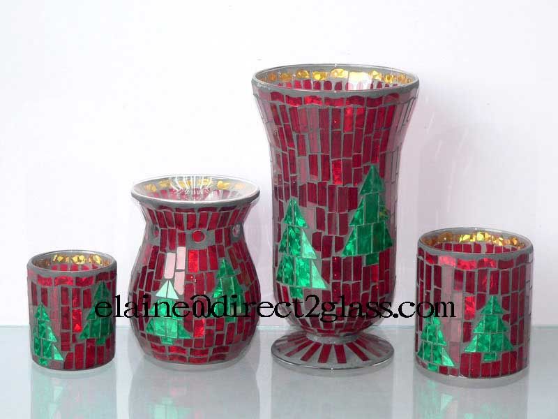 Mosaic Glass Candle Holder for Christmas Gift