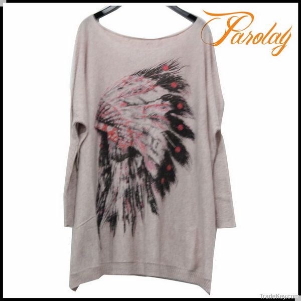 newest printing pattern angora sweaters for ladies
