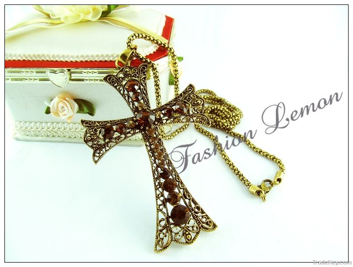 fashion antique bronze fashion cross necklace jewelry
