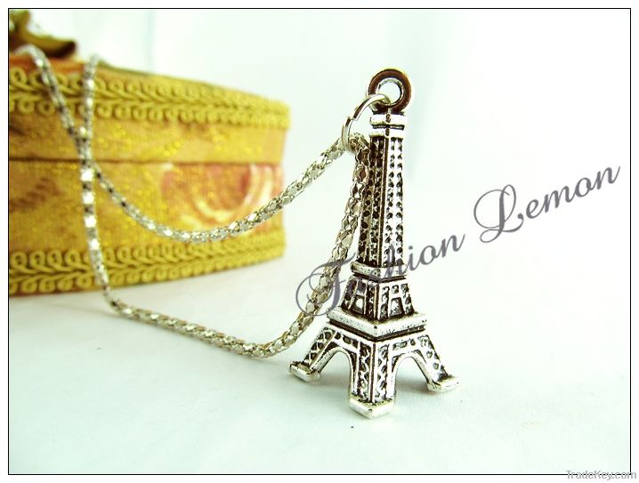 fashion antique silver fashion necklace And phil Eiffel Tower