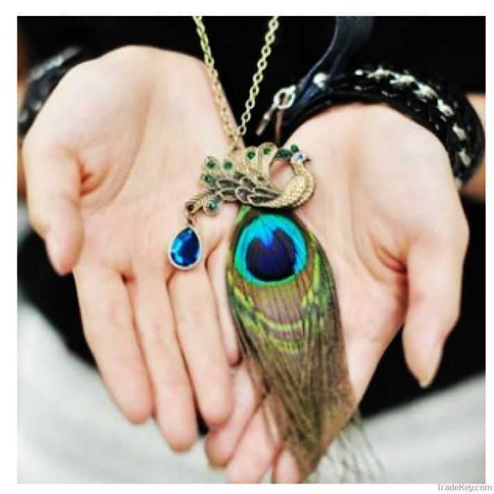 ^13026 fashion feather pendant necklace jewelry women accessories