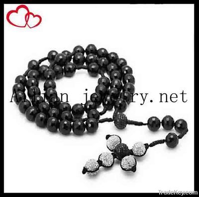 disco ball beads rosary, shamballa beads rosary with pendant