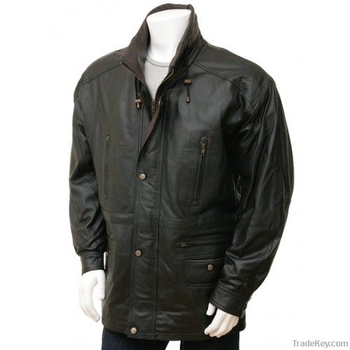 Men's Leather Coat in Black Ostrava