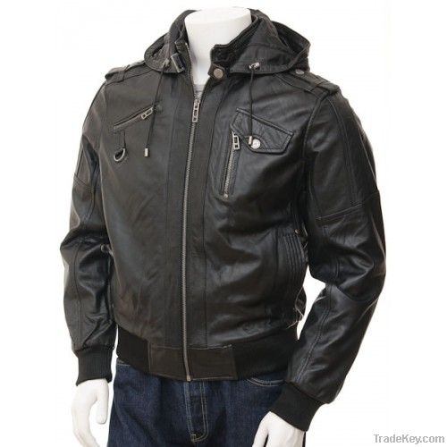 Mens Black Hooded Jacket Reims