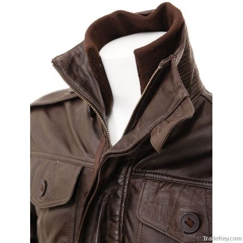 Mens Brown Leather Jacket Cagliari