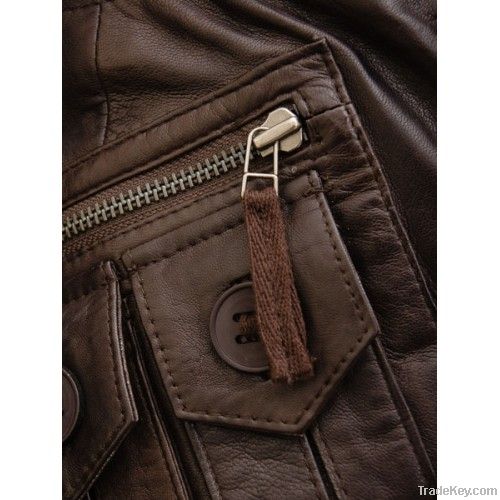 Mens Brown Leather Jacket Cagliari