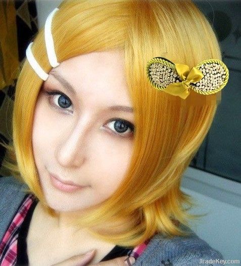 Vocaloid 2 Rin Kagamine cosplay Wigs yellow short hair free shipping new arrival CWF0001
