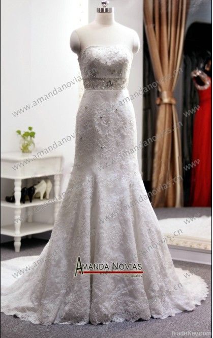 2013 new series mermaid lace applique beautiful wedding dress