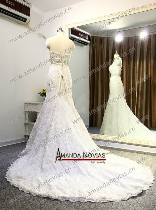 2013 new series mermaid lace applique beautiful wedding dress
