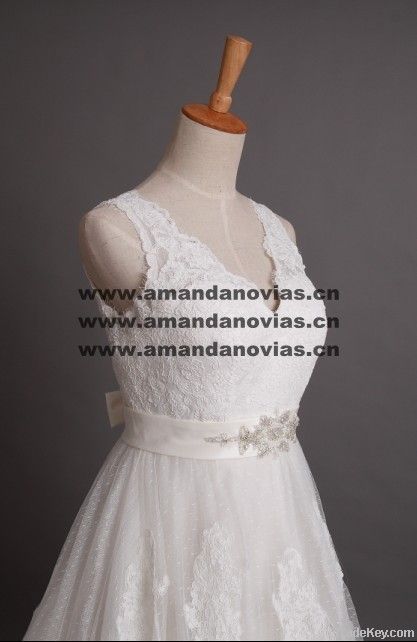 2013 New A line Beautiful Lace Applique Wedding Dress 003