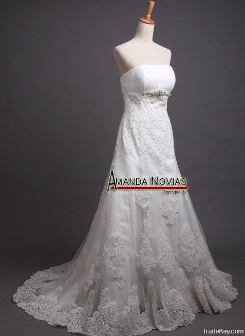 2013 New A line Beautiful Lace Applique Wedding Dress 005