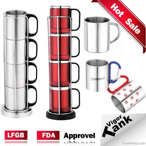 Stackable Stainless Steel Insulated Coffee Mug Set