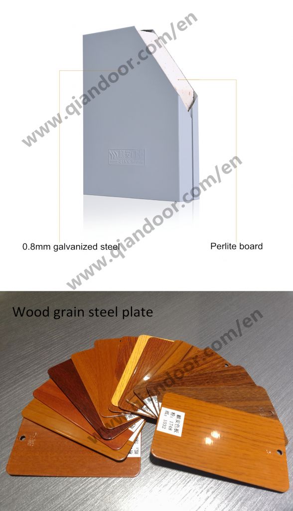 Wood grain steel fire door QA-GFM005