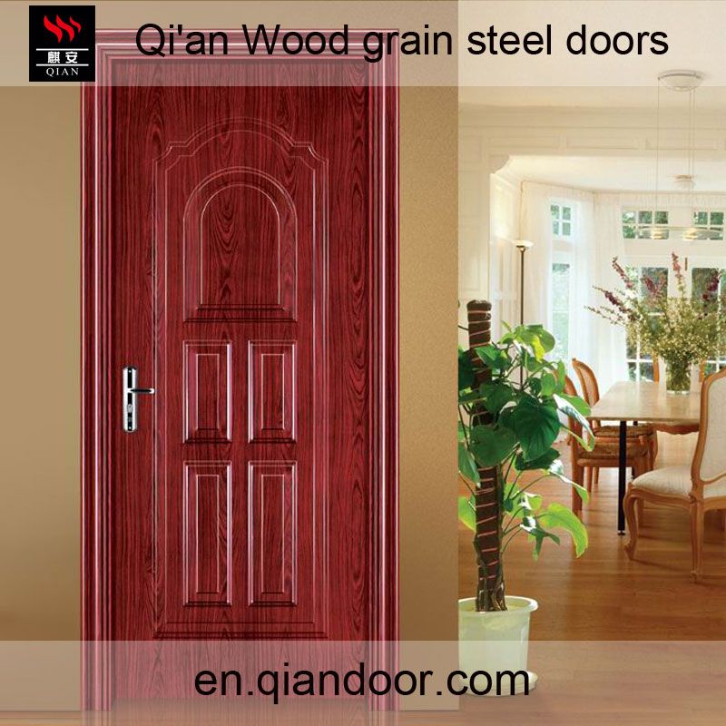 Wood grain steel fire door