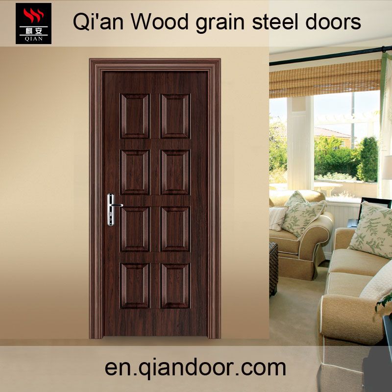 Wood grain steel fire door