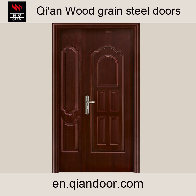Wood grain steel fire door