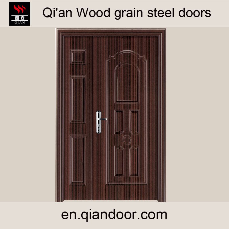 Wood grain steel fire door