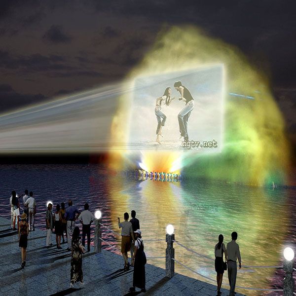 Musical fountain with laser water screen movie show