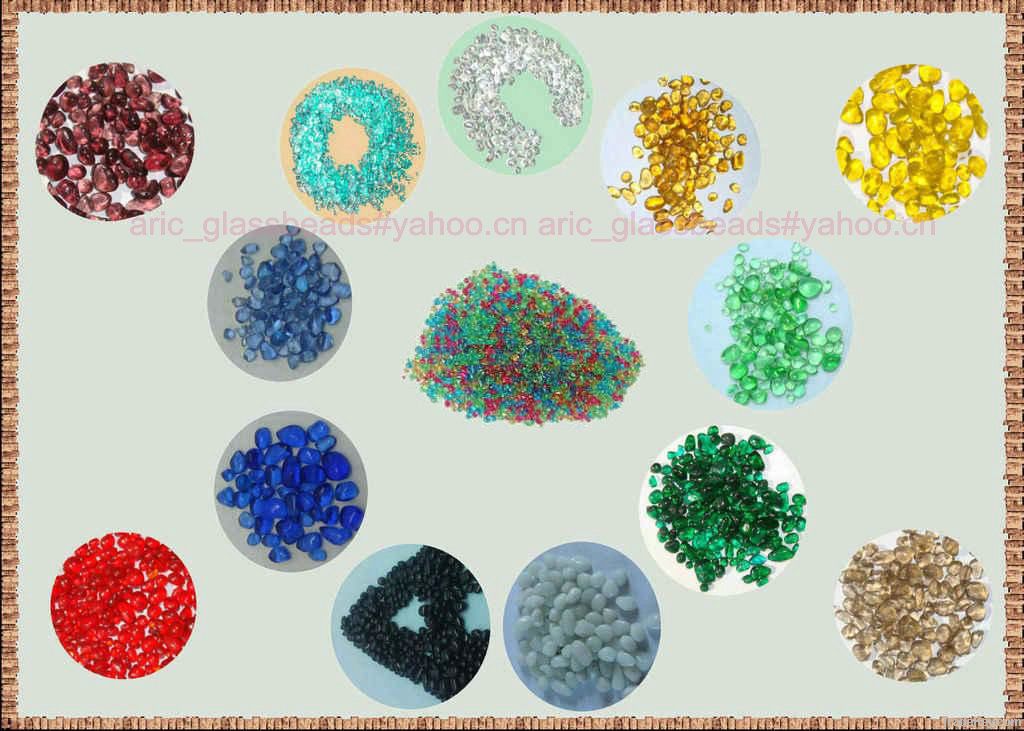 Pool color glass bead pebble