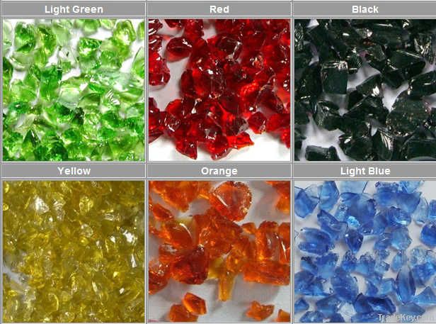 Colored broken glass chips