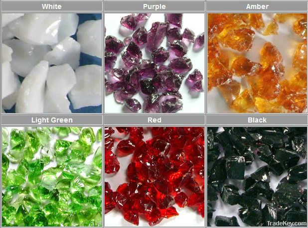 Colored crushed glass chips