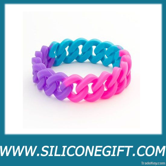 silicone wristband, curb chain bracelet