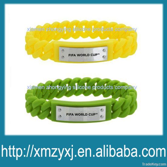 silicone wristband, curb chain bracelet