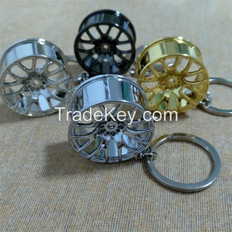 Hot Sale New Design Cool Luxury metal Keychain Car Key Chain Key Ring, Creative Wheel Hub Chain For Man Women Gift