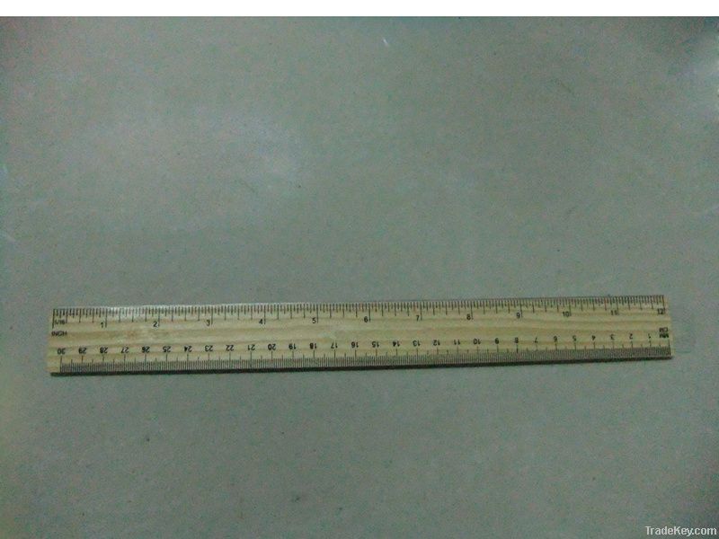 12&#039;/30cm Staight wood ruler, single metal