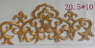 silver and gold metallic thread embroidery patch, custom embroidery