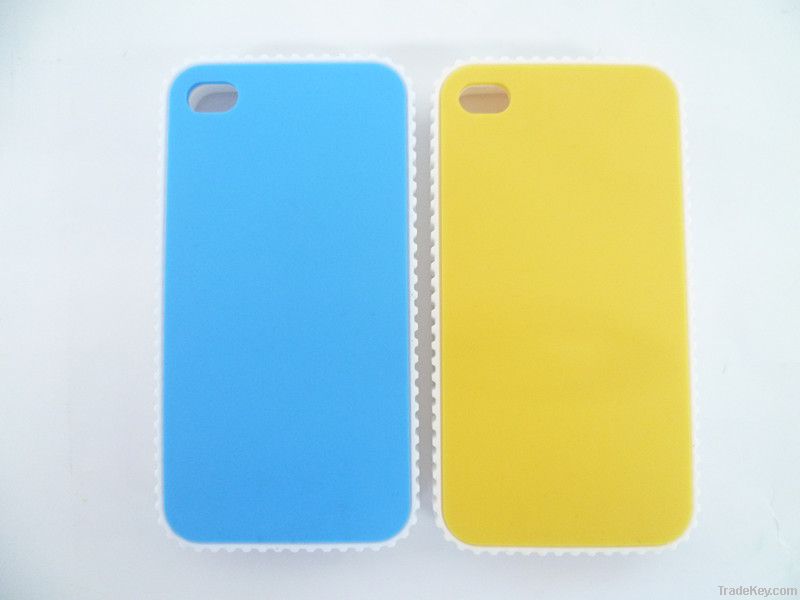 Double colors silicone mobile phone case for iphone4/4s