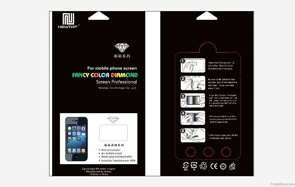 Diamond / fancy color screen protector/mobile phone accessories/film