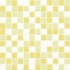 White and yellow mixed ceramic tile flooring