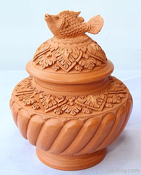 Clay Jar with a fish on top lid