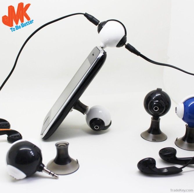 Two slot, 3.5mm jack Stand Headphone Splitter with suction cup for iph