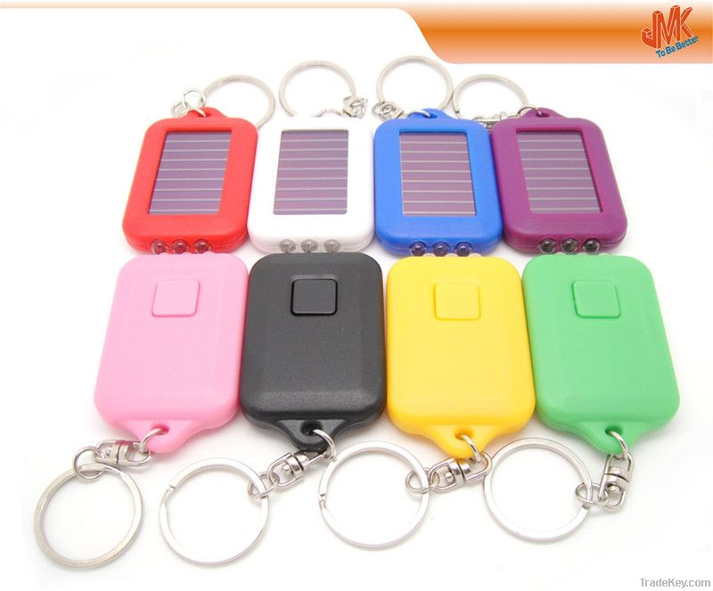 Solar Power rechargeble 3 LED Flashlight Keychain gift &amp; promotion