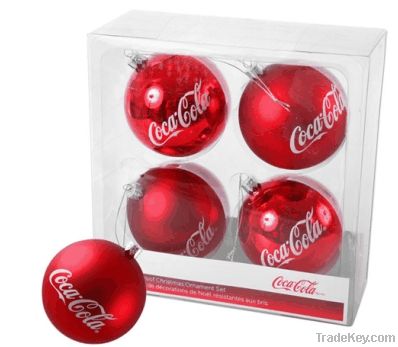 Glass Christmas decoration ball 4 pieces sets in PVC gift box