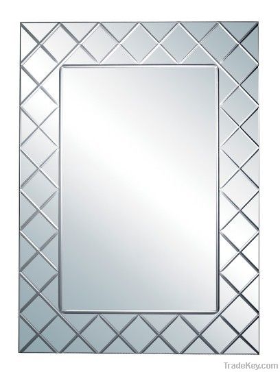 Bathroom mirror with grooved cut line