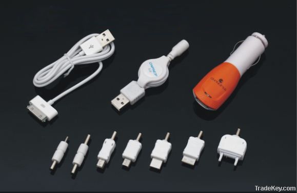 8 in 1 Fashion color USB in car charger for Iphone  HP-C03