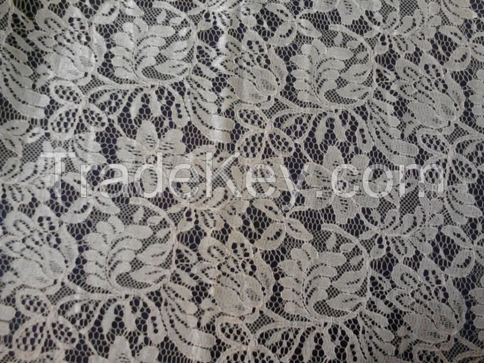 polyester rayon piece dyed cord lace fabric