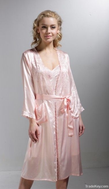 2012 new sexy cheap pink long satin nighties for women