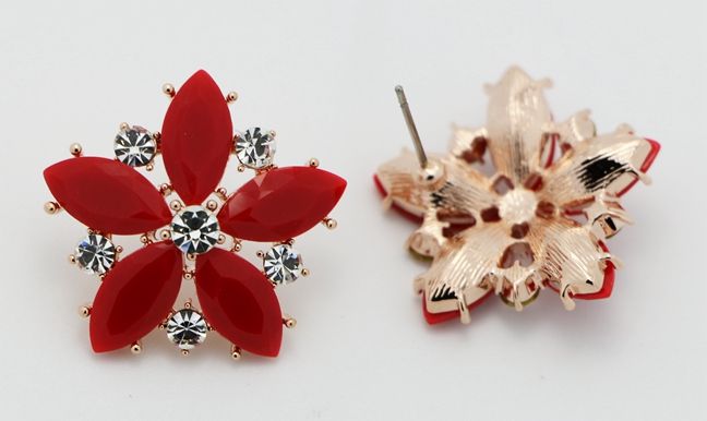 Delicate Classic style Stud Earrings Elegance handmade Ruby Flower Shape Stud Earrings